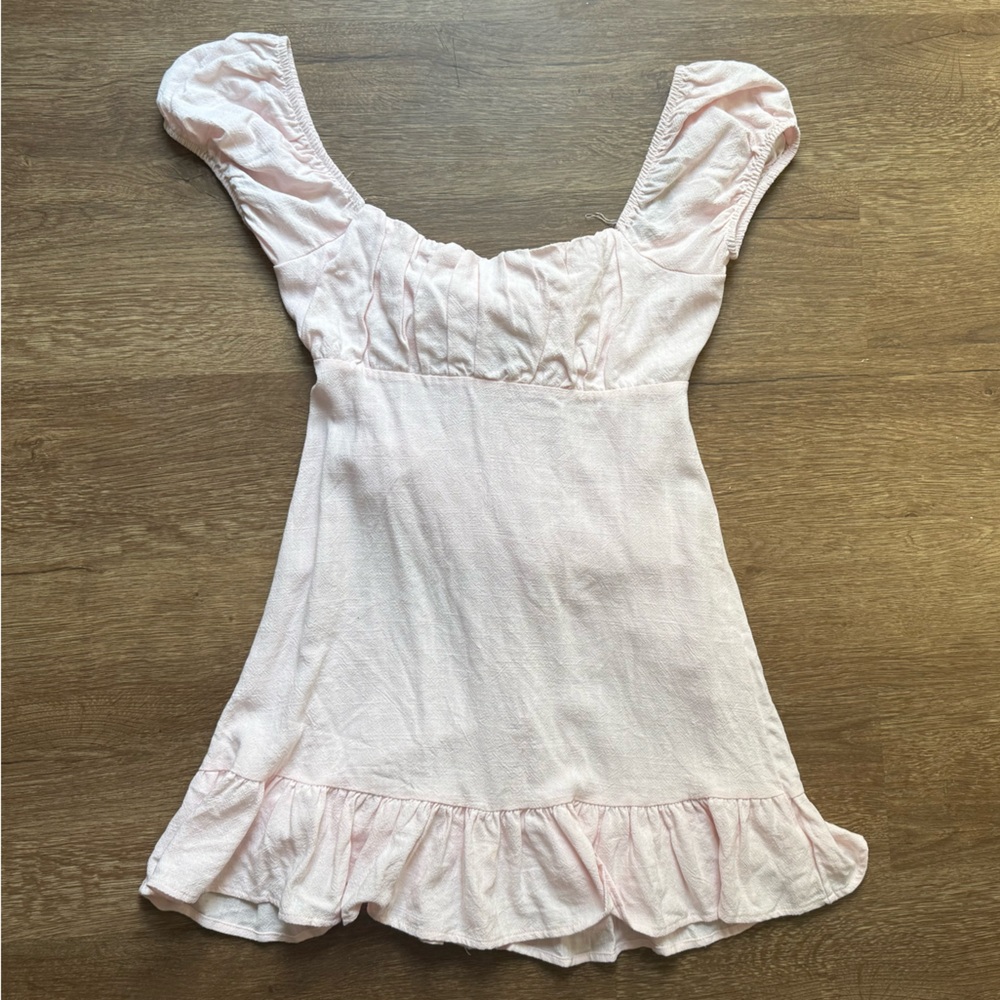 Pink Ruffled Dress with Back Bow Detail
